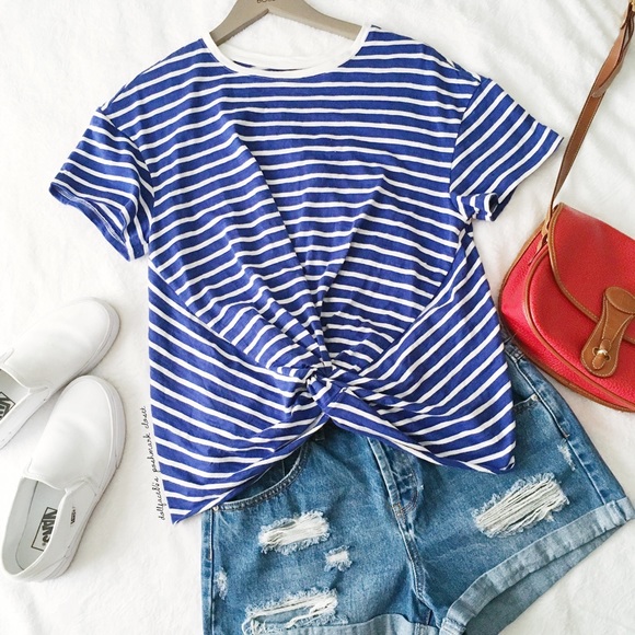 a new day Tops - Striped Knotted Front Tee